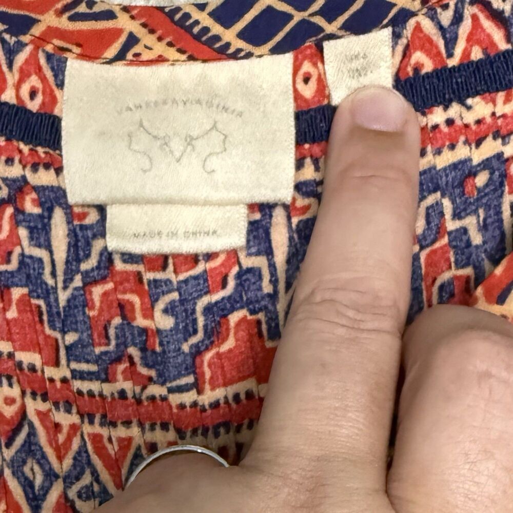 Vanessa Virginia for Anthropologie Women’s Smocked Top Size 2 Boho Elephants - Picture 4 of 7
